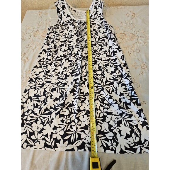 Lands‎ End Tank Dress Black White Floral Print Hibiscus Womens M/P 10-12 - Picture 4 of 7